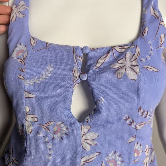 Bar III Floral tank top purple button front mesh size xsmall - Picture 2 of 8